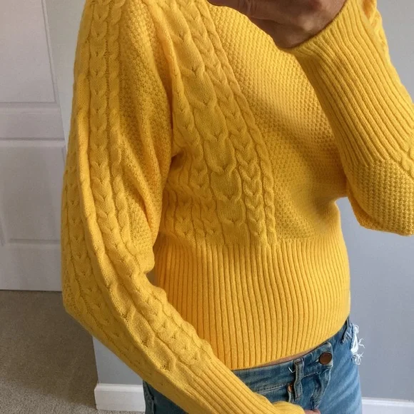 Bright Yellow Ribbed Long Sleeve Sweater - Picture 4 of 11